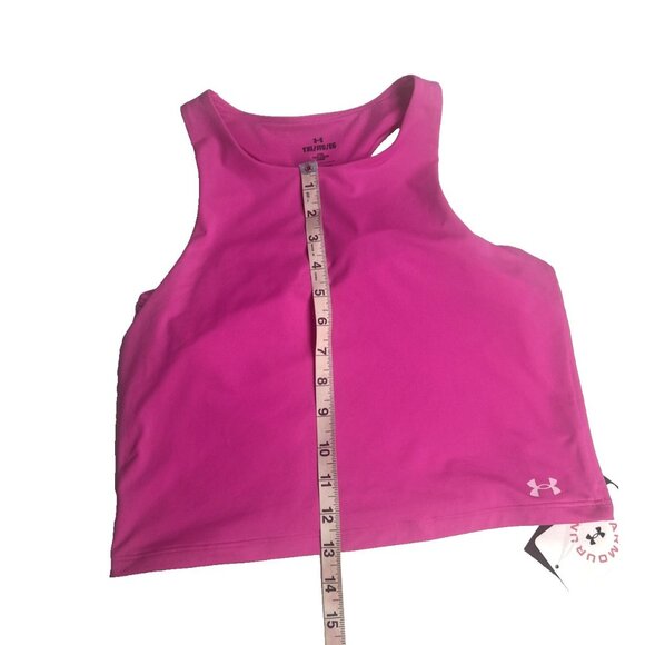 Under Armour Motion Crop Tank Tops Girl's XL Pink & Black Sports Bra NEW - Picture 9 of 15
